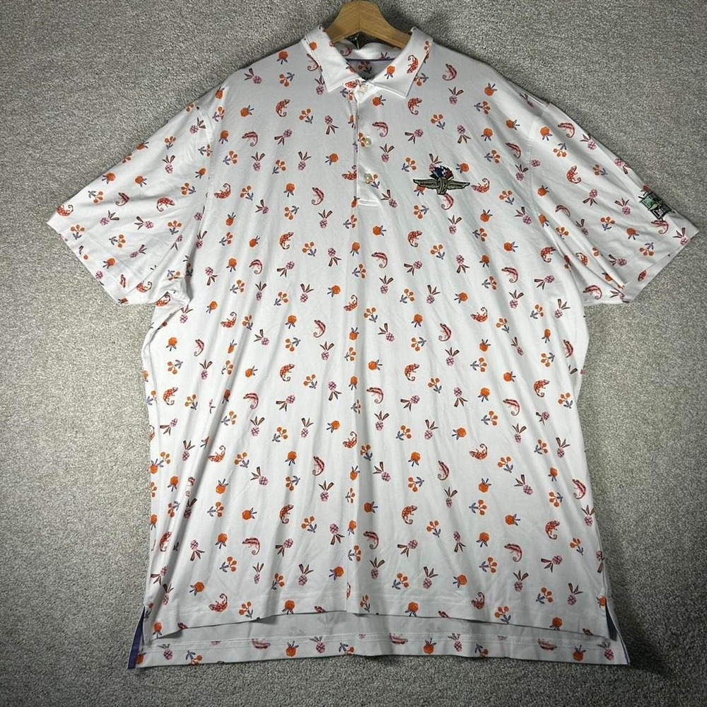 Men's Johnnie-O Indianapolis motor speedway iguana print golf polo shirt XXL